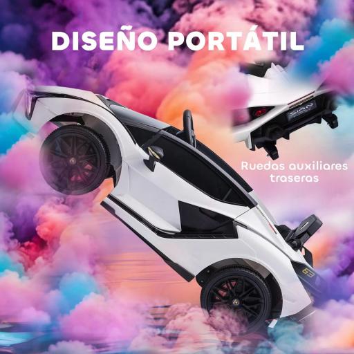 Coche Eléctrico Lamborghini SIAN 12V para Niños de +3 Años con Mando a Distancia Música MP3 USB 108x62x40 cm Blanco [1]