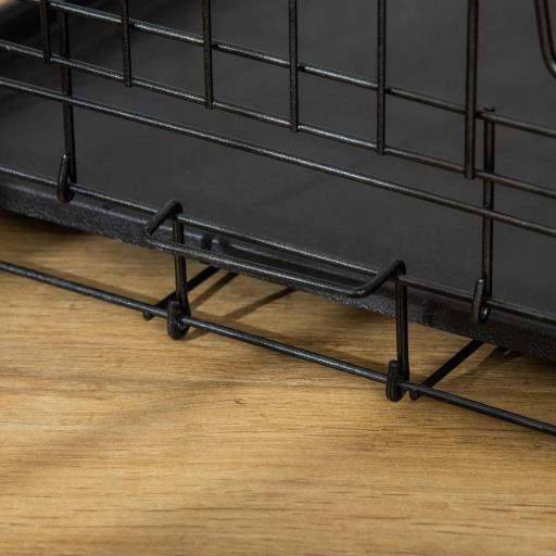 Jaula para Perros Plegable Transportín para Perros con 2 Puertas Bandeja Extraíble y Asa 75x48,5x53 cm Negro [7]