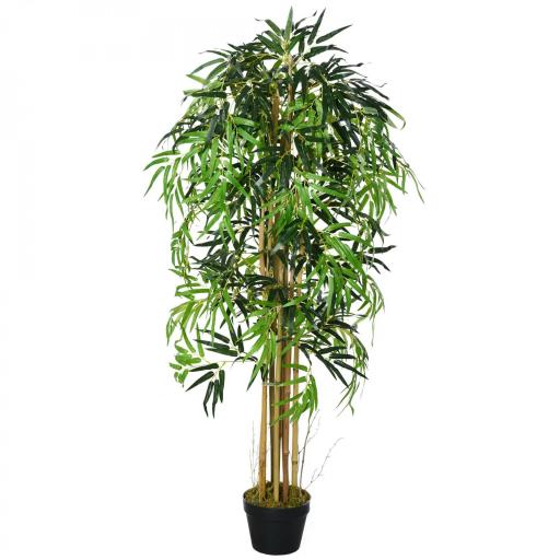 Bambú Artificial 150cm con Maceta Árbol Planta Sintética Realista Decorativa para Casa Oficina Ø18x150 cm Verde [8]