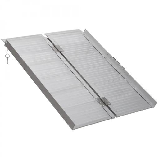Rampa para Sillas de Ruedas Plegable 91 cm Carga 270 kg Rampa Portátil de Aluminio con Bordes de Seguridad Plata [4]