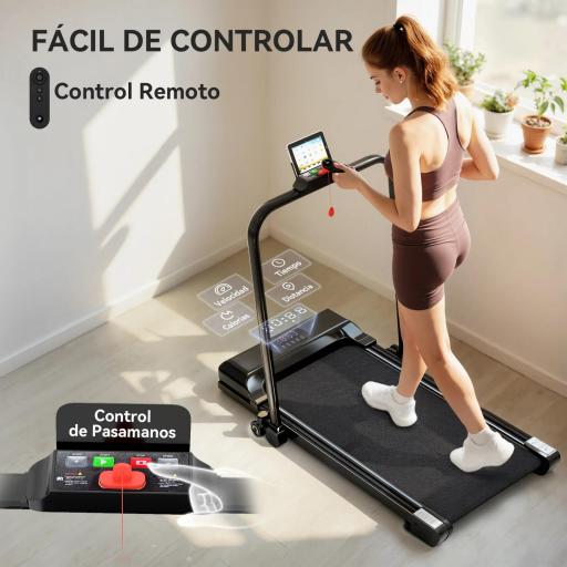 Cinta de Correr Cinta de Andar Plegable 2,5 HP con Pantalla LED Velocidad Ajustable Max. 10 km/h Control Remoto Negro [5]