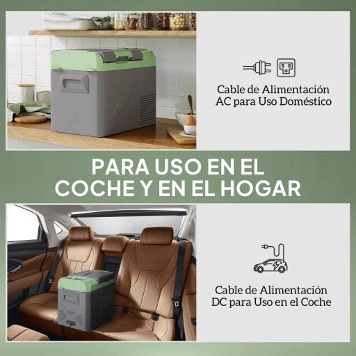 Nevera Portátil Eléctrica 24,2L Refrigerador de Coche 12V-220V -20℃ a +20 ℃ con Pantalla Luz LED 60,2x33,4x41,4 cm Gris [5]