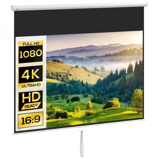 Pantalla de Proyector Manual 120 Pulgadas Formato 16:9 266x149 cm Blanco [8]