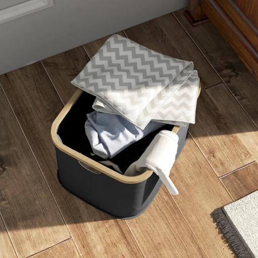 Cesto de la Ropa Sucia Plegable 36 L con Asas para Baño Dormitorio Lavadero 44,3x33,3x26,5 cm Negro [3]