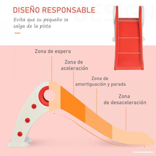 Tobogán Infantil de 18-36 Meses Tobogán para Niños Plegable con Escaleras Rampa Larga para Jardín Parque Interiores 120x50x56 cm Rojo [2]