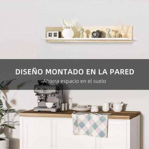 Estante Flotante de Madera Balda de Pared para Salón Dormitorio Pasillo Cocina Baño 120x15x20 cm Roble y Blanco [2]
