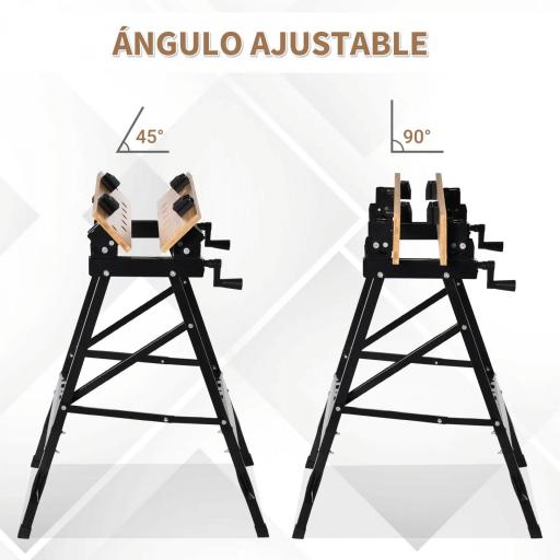 Banco de Trabajo Plegable Portátil con Tableros Ajustables Ángulo y Distancia 63,5x60,5x78 cm Madera Natural y Negro [9]