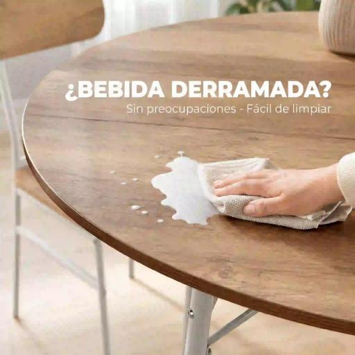Juego de Mesa y 4 Sillas de Comedor Estilo Industrial Marco Metálico para Espacios Pequeños Salón Natural y Blanco [8]