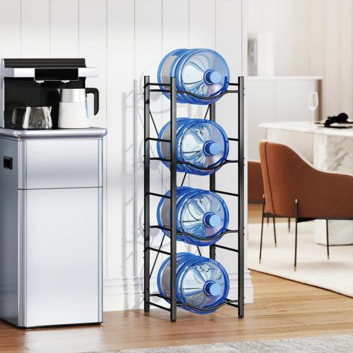 Soporte para Garrafones de Agua de 4 Niveles Estante de Almacenamiento para Botella de Agua para Cocina Comedor Negro