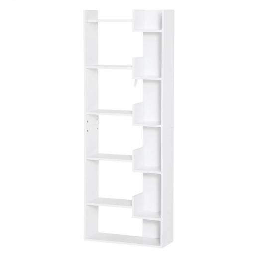 Estantería de 6 Niveles Librería Vertical de Forma Irregular Diseño Moderno Sistema Antivuelco 60x21x162,5 cm Blanco [8]