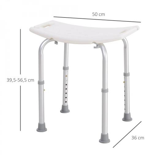 Taburete de Ducha Silla Baño Ortopedica 8 Posiciones Altura Regulable con Tapones de Goma Antideslizantes [1]