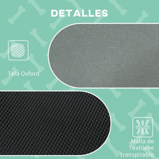 Cama Elevada para Mascotas Portátil con Toldo Extraíble Tela Transpirable al Aire Libre para Interior y Exterior 92x76x90 cm Gris [4]