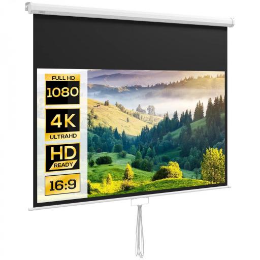 Pantalla de Proyección Portátil 80 Pulgadas Formato 16:9 con Altura Ajustable 172x96 cm Blanco [9]