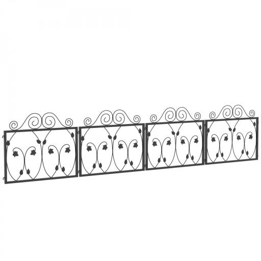 Vallas para Jardín Exterior de 4 Paneles 57x47,5 cm Vallas Decorativas de Jardín de Acero con Ángulo Ajustable Negro [8]