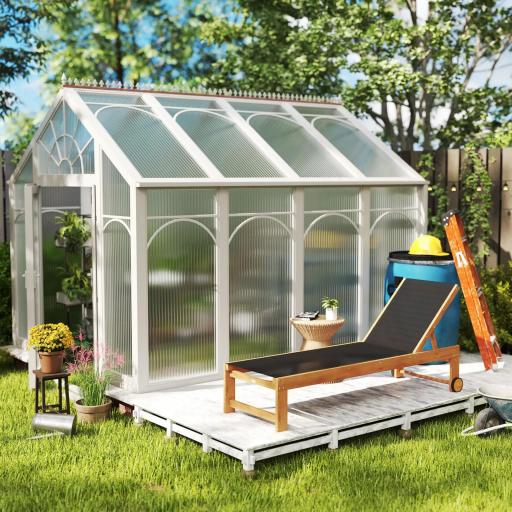 Tumbona de Jardín con Respaldo Ajustable Ruedas Integradas y Estructura de Madera de Acacia Capacidad de 160 kg Negro [6]