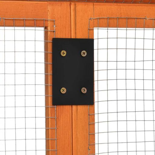 Gallinero para Exterior 140x88,5x106 cm con 3 Perchas Marco de Madera y 2 Puertas con Cierre Madera Natural [6]