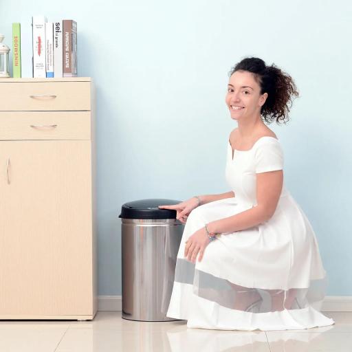 Contenedor Papelera Cubo Basura 30L con Sensor Detector Movimiento automático Acero Inoxidable [5]
