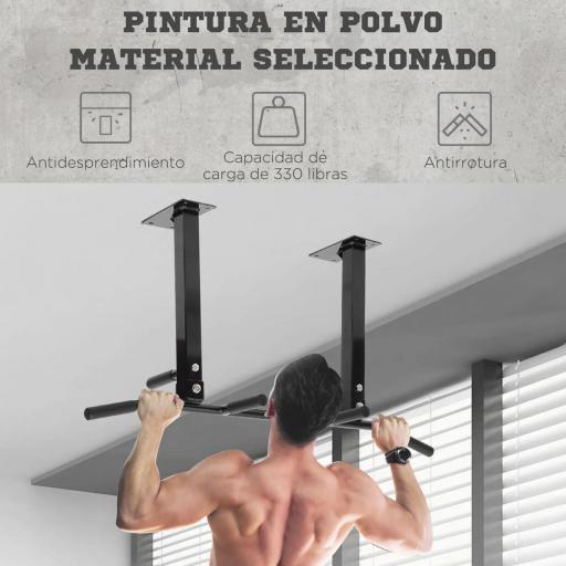 Barra de Dominadas en Techo Barra para Dominadas de Acero Barra de Tracción para Entrenamiento Casa 105,5x28x49 cm Negro [4]