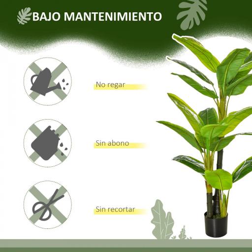 Platanera Artificial 150 cm con Maceta y 18 Hojas Planta Artificial para Decoración de Hogar Terraza Jardín Salón Verde [7]