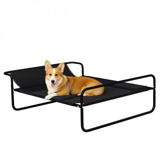 Cama Elevada para Perros Refrescante y Transpirable 91x69x29 cm Malla de Textilene Reposacabezas Inclinado Negro [8]