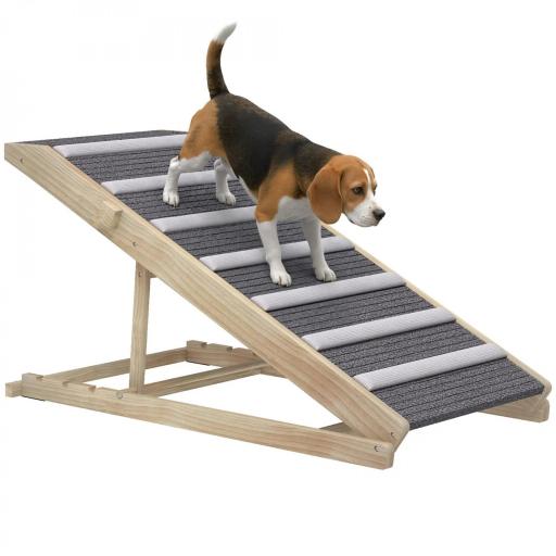 Rampa para Perros Plegable y Altura Ajustable 35-50 cm Rampa para Mascotas de Madera con Alfombrilla Antideslizante [8]