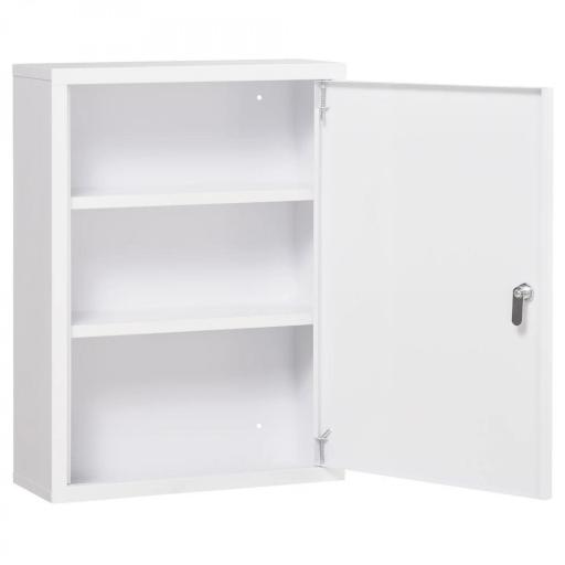 Botiquín de Pared Armario de Medicinas de Acero Armario con 3 Estantes y 2 Llaves para Baño 40x15x53,5 cm Blanco [10]