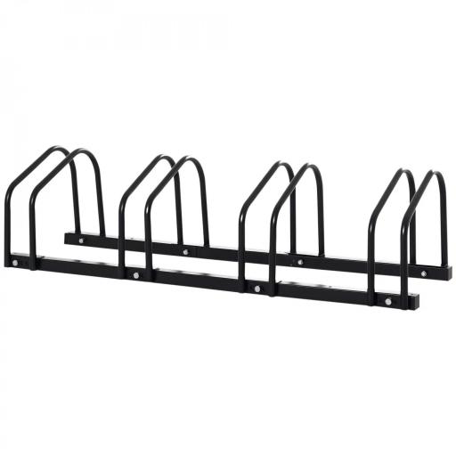 Aparcamiento para 4 Bicicletas Soporte de Acero para Aparcar Bicicletas en el Suelo o Pared 110x33x27 cm Negro [9]