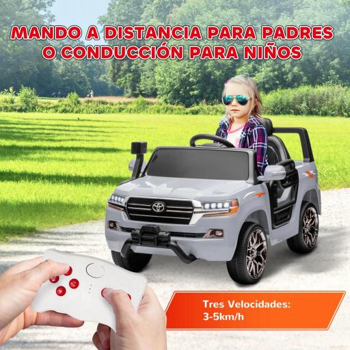 Coche Eléctrico para Niños de +3 Años Toyota LAND CRUISER con Batería 12V Mando a Distancia y Música MP3 Gris [5]
