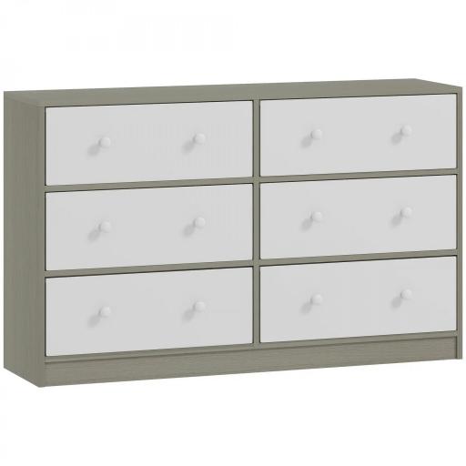 Cómoda con 6 Cajones de Tela Marco de Acero y MDF Cajonera para Salón Oficina Vestidor Blanco y Gris [7]