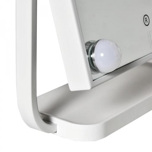 Espejo de Maquillaje con Luz Espejo Hollywood de Mesa con 12 LED 3 Modos y Luz Ajustable Pantalla Táctil y Función de Memoria para Dormitorio Baño 32,8x11x47,4 cm Blanco [5]