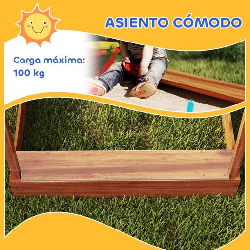 Arenero Infantil con Toldo 6 Banderines 2 Bandejas Grifo y Pizarra en Forma de Casa para Patio 124x116x146 cm Naranja [3]