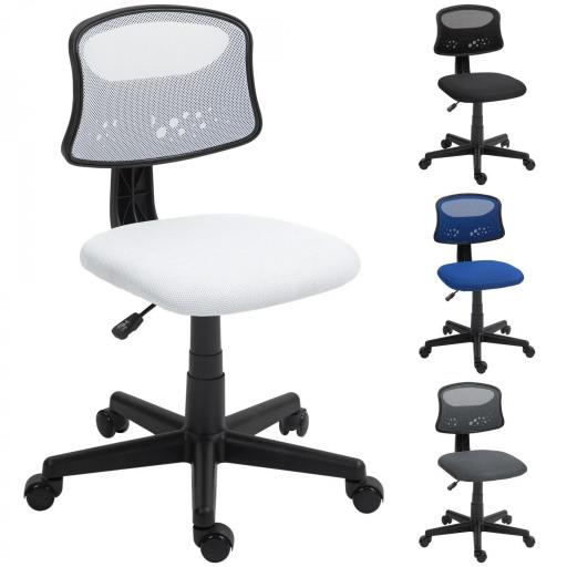 Silla de Oficina sin Brazos Silla de Escritorio Giratoria con Respaldo de Malla Transpirable Altura Ajustable Blanco [8]