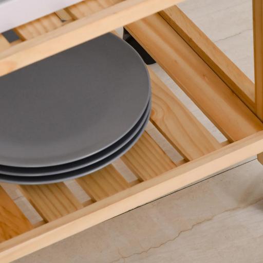 Carrito de Cocina de 4 Niveles Carrito Verdulero Carro Multiusos con 2 Bandejas Extraíblse y Estante 40x30x76 cm Blanco [7]