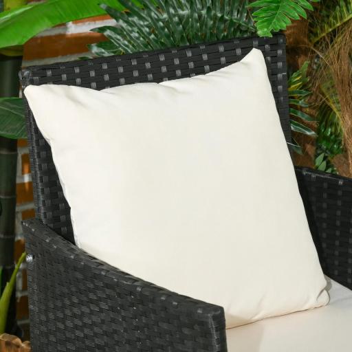 Conjunto de Jardín de Ratán Sintético con 2 Sillones 1 Sofá de 2 Plazas 1 Mesa de Centro y Cojines Negro y Crema [7]