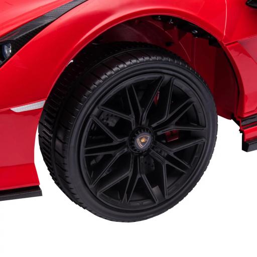 Coche Eléctrico para Niños de +3 Años Lamborghini SIAN Coche de Batería 12V con Mando a Distancia Apertura de Puerta Música MP3 USB y Faros 3-5 km/h 108x62x40 cm Rojo [11]