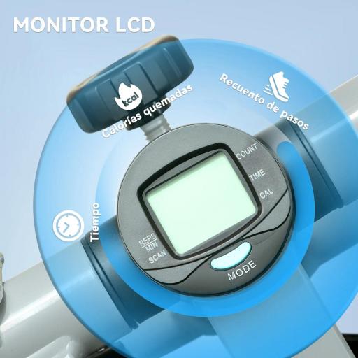 Mini Stepper Compacto para Hacer Ejercicio en Casa con Bandas de Resistencia Monitor LCD Pedales Antideslizantes Gris [4]