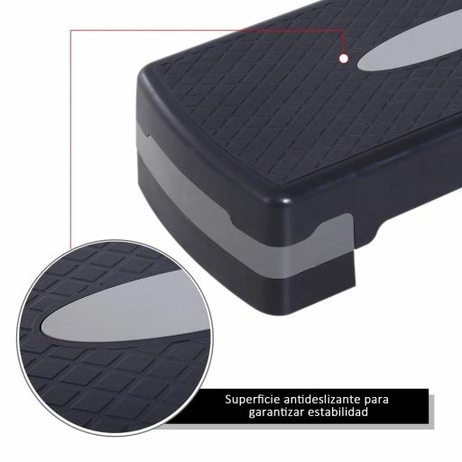 Step para Fitness Stepper Aeróbic Step de Aeróbic Antideslizante con Altura Regulable 2 Niveles de 10/15 cm Carga 150 kg para Ejercicio en Casa Gimnasio 68x29x15 cm Negro [4]