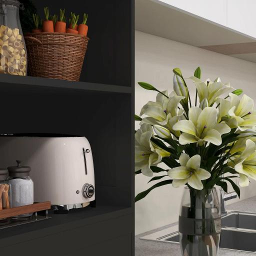 Aparador de Comedor Armario de Cocina con 4 Puertas 2 Estantes Abiertos y Estante Ajustable para Salón 60x30x162cm Negro [2]