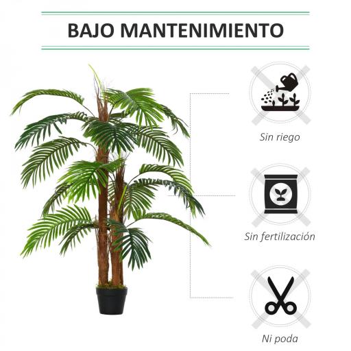 Planta Artificial Palmera Altura 120 cm Árbol Artificial con 3 Troncos y 19 Hojas para Decoración Hogar Oficina Ø16x120 cm Verde [3]