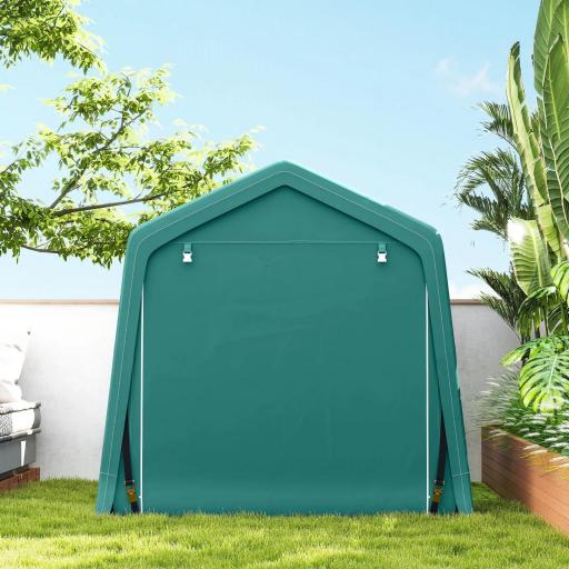 Carpa de Jardín Exterior 2,4x2x2 m Cobertizo Exterior con 2 Puertas con Cremallera Impermeable Anti-UV Carpa Verde [7]