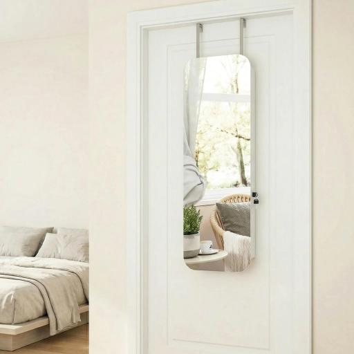 Espejo Joyero con Luz LED Montado en la Pared o en la Puerta con Cerradura Espejo Entero 2 Cajones Blanco [7]