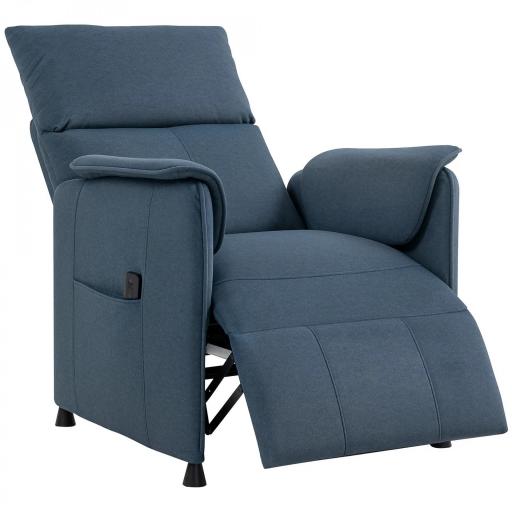 Sillón Reclinable con Motor sin Escobillas Reposapiés Tapizado Resistente y Bolsillos Laterales 80x83x104 cm Azul Oscuro [9]
