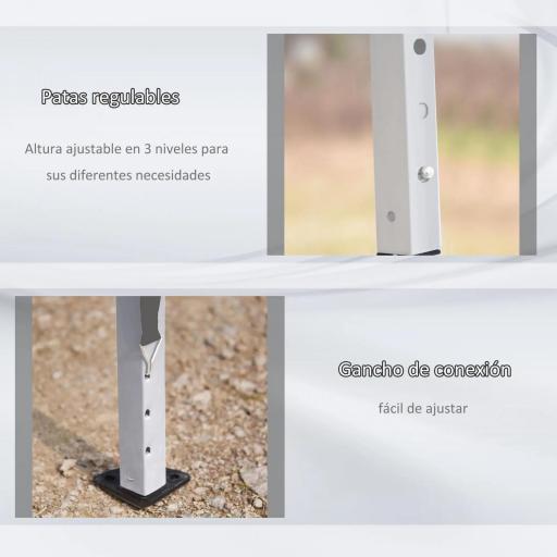 Carpa Plegable Gazebo 6x3 m con Altura Ajustable en 3 Niveles Toldo Anti-UV y Bolsa de Transporte Gris Claro [4]