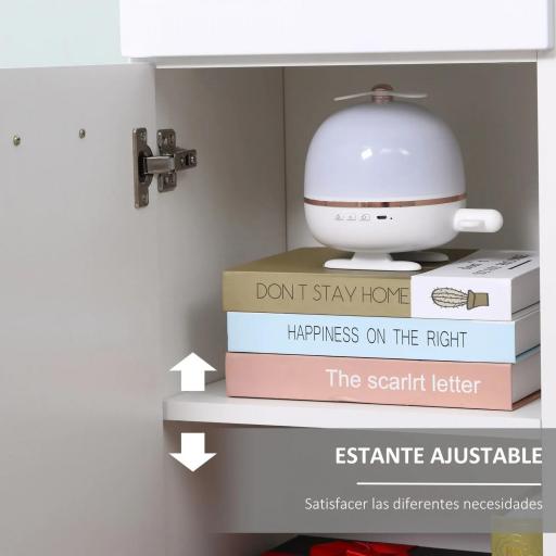 Armario Auxiliar de Baño Mueble de Baño de Suelo con Puerta Cajón y Estante Ajustable para Salón 35x30x77,5 cm Blanco [7]