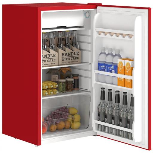 Nevera Pequeña con Congelador 91L Silenciosa Puerta Reversible Temperatura Regulable y Estantes Ajustables Rojo [8]