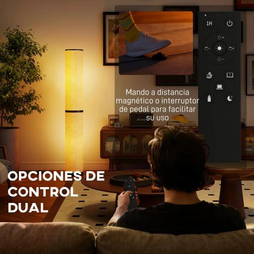 Lámpara de Pie Moderna Salón con Brillo Temperaturas de Color Ajustables Mando a Distancia Magnético Temporizador Beige [4]