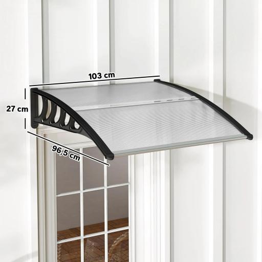 Marquesina para Puertas y Ventanas 103x96,5 cm con Paneles de Policarbonato Regleta de Aluminio Transparente [1]