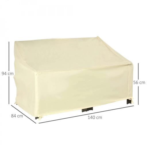 Funda para Banco de Jardín 2 Plazas, Funda Sofá Exterior Impermeable, Tela Oxford 600D con Recubrimiento, 140x84x56/94 cm para Patio, Terraza, Crema [1]