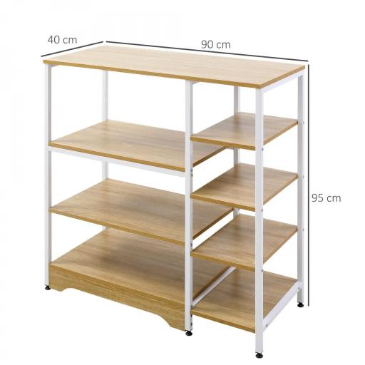 Estante de Cocina Estantería para Microondas Horno Multiusos con 7 Estantes de Almacenamiento para Utensilios Libros Plantas 90x40x95 cm Madera Natural [1]