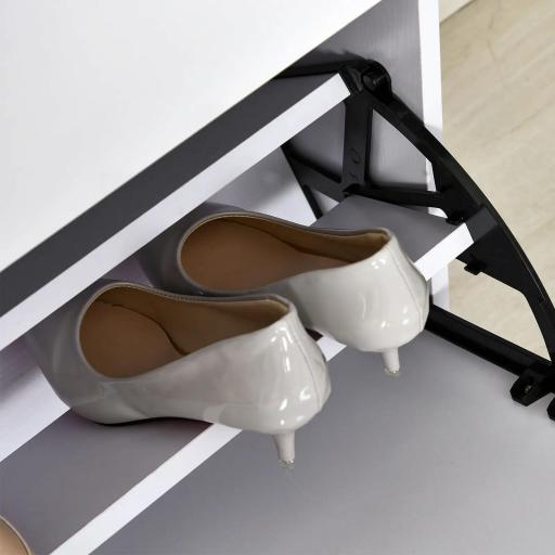 Armario de Zapatos Zapatero Moderno con 3 Cajones Capacidad de 18 Pares de Zapatos para Pasillo 60x26x124 cm Blanco [3]